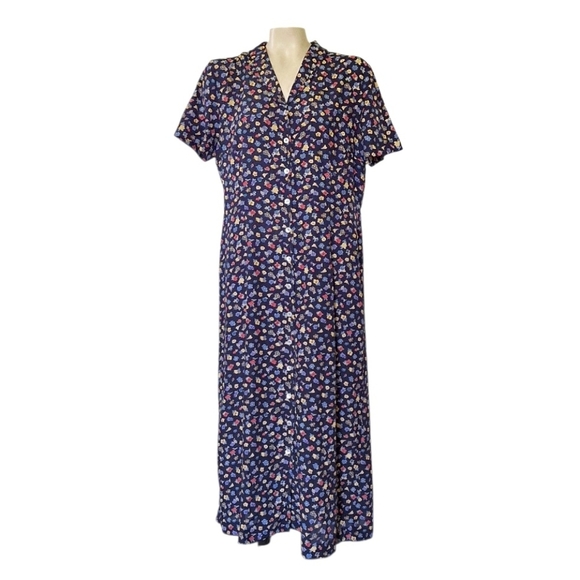 Vintage Talbots Floral Button Up Maxi Dress Cottagecore Long 12 - Picture 1 of 6